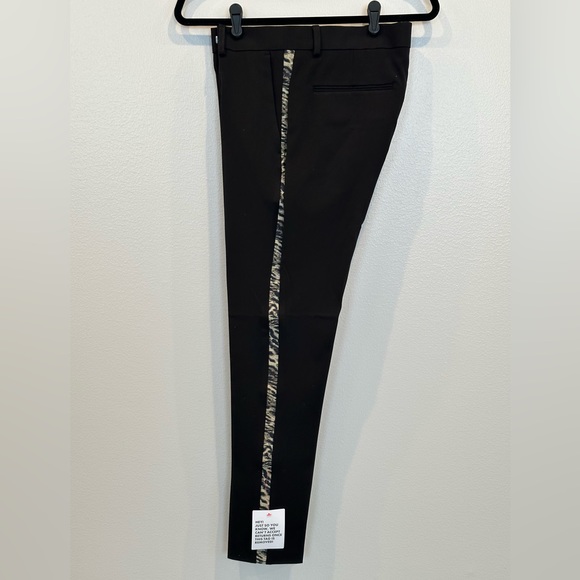 ASOS DESIGN super skinny tuxedo pants in black with animal side stripe - Picture 3 of 5